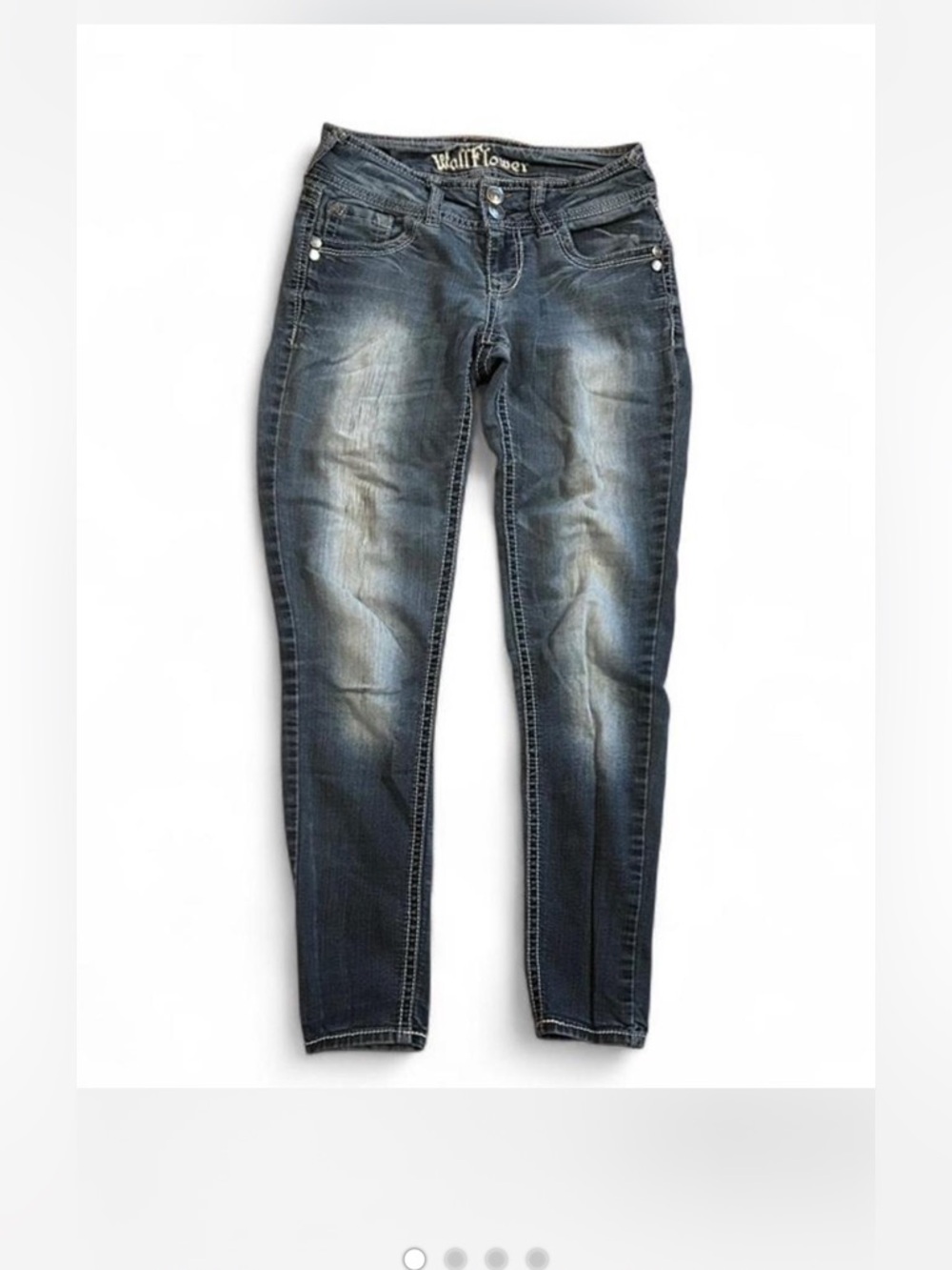 Wallflower Women's Dark Blue Skinny Jeans with Faded Wash